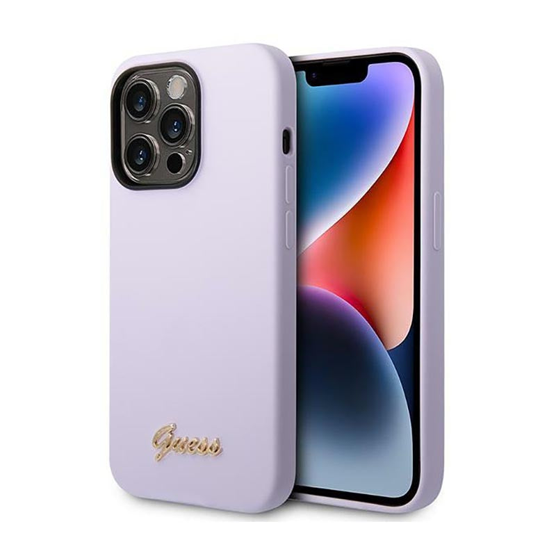 Guess Silicone Vintage - Hülle für iPhone 14 Pro (violett)