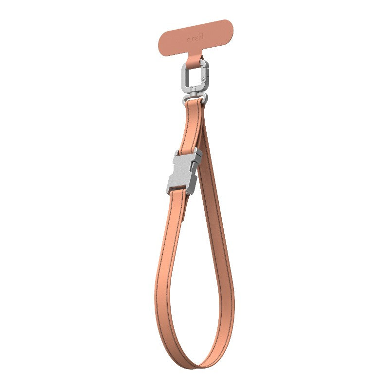 Moshi 2-in-1 Wrist & Body Strap with Adapter - eko Leder- Kordel für das Handy (mlžná korálová) – Produktabbildung 2