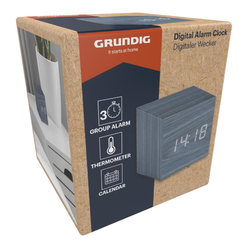 Grundig - Digitální LED budík s teploměrem a kalendářem (blau)
