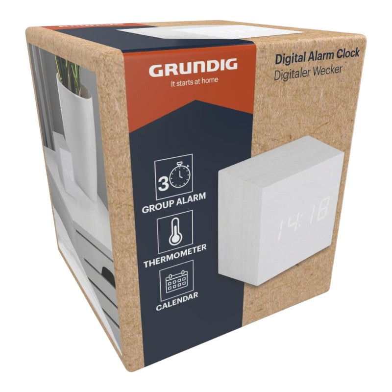 Grundig - Digitální LED budík s teploměrem a kalendářem (weiß)