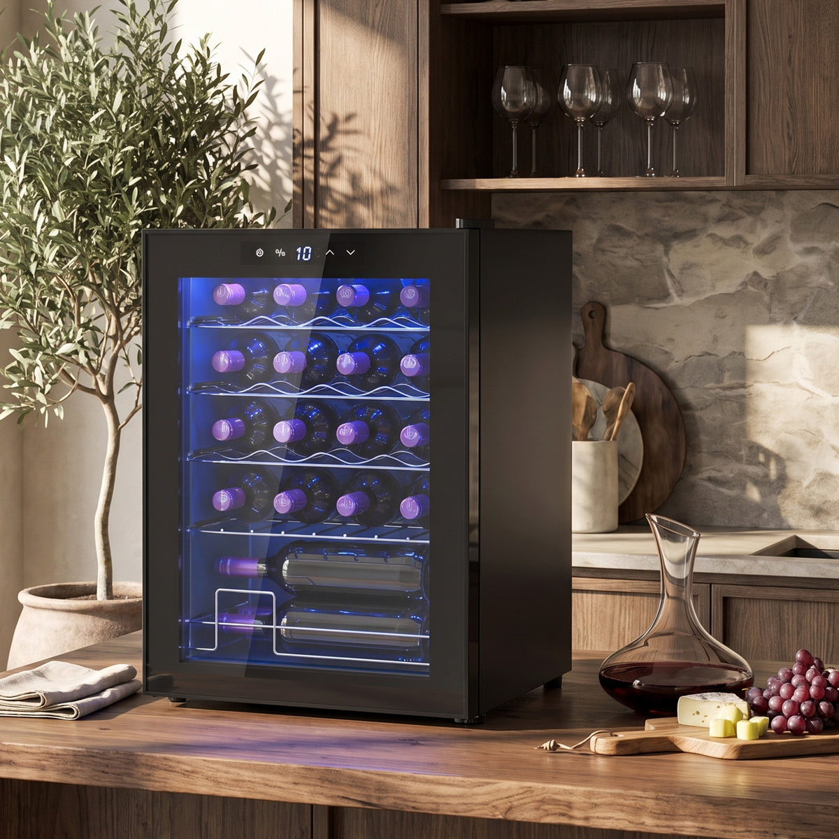HOMCOM Kleiner Weinkühlschrank, Mini-Kühlschrank für 20 Flaschen, 53 Liter Kapazität, mit Glastür – Produktabbildung 9