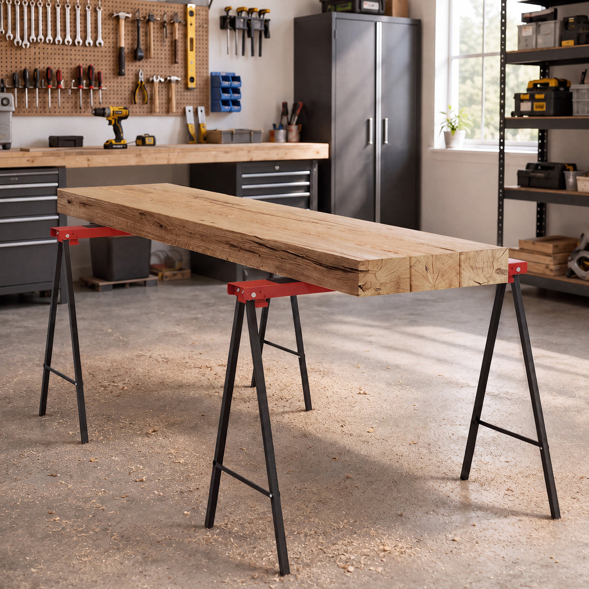 2er-Set Arbeitsbock, Handwerks-Ständer, bis zu 250 kg belastbar, Metall, Rot – Produktabbildung 2