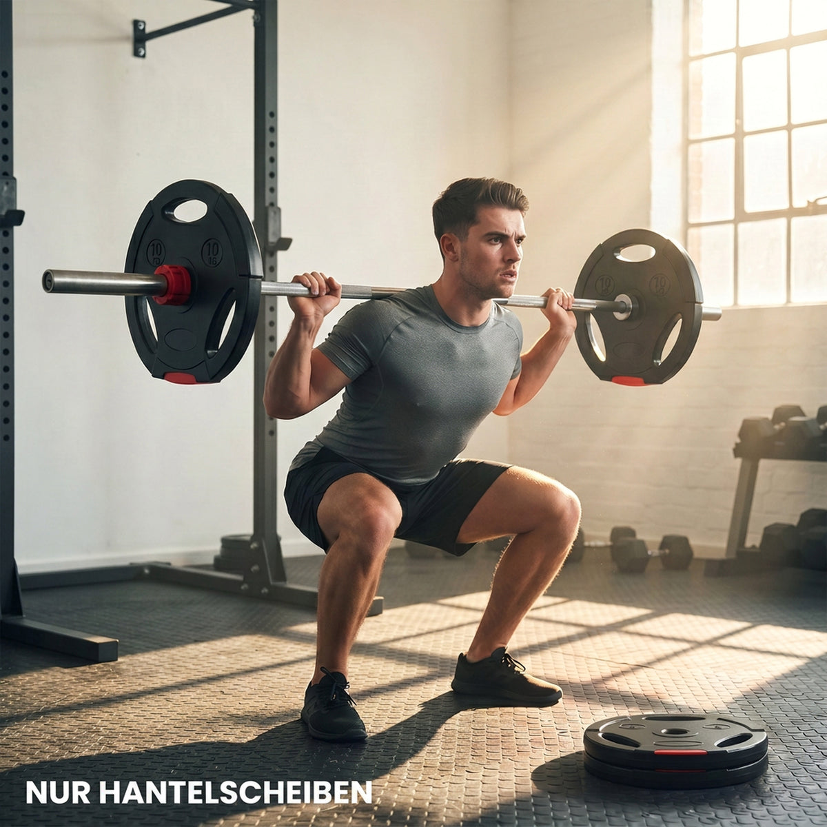 4er Gewichtsplatten-Set für Training, Fitnessstudio, Heimtraining, Stärke-Training, 2 x 10 kg und 2 x 5 – Produktabbildung 2