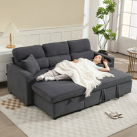 HOMCOM Verstellbares Bettsofa, L-förmiges Gästesofa mit Bettfunktion, Stauraum, Kissen, für Wohnzimmer – Produktabbildung 19
