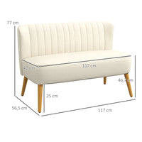 HOMCOM 2-Sitzer Sofa, weiche Polsterung, pflegeleichter Bezug, bis 220 kg, 117 x 56,5 x 77 cm, Cremeweiß – Produktabbildung 3