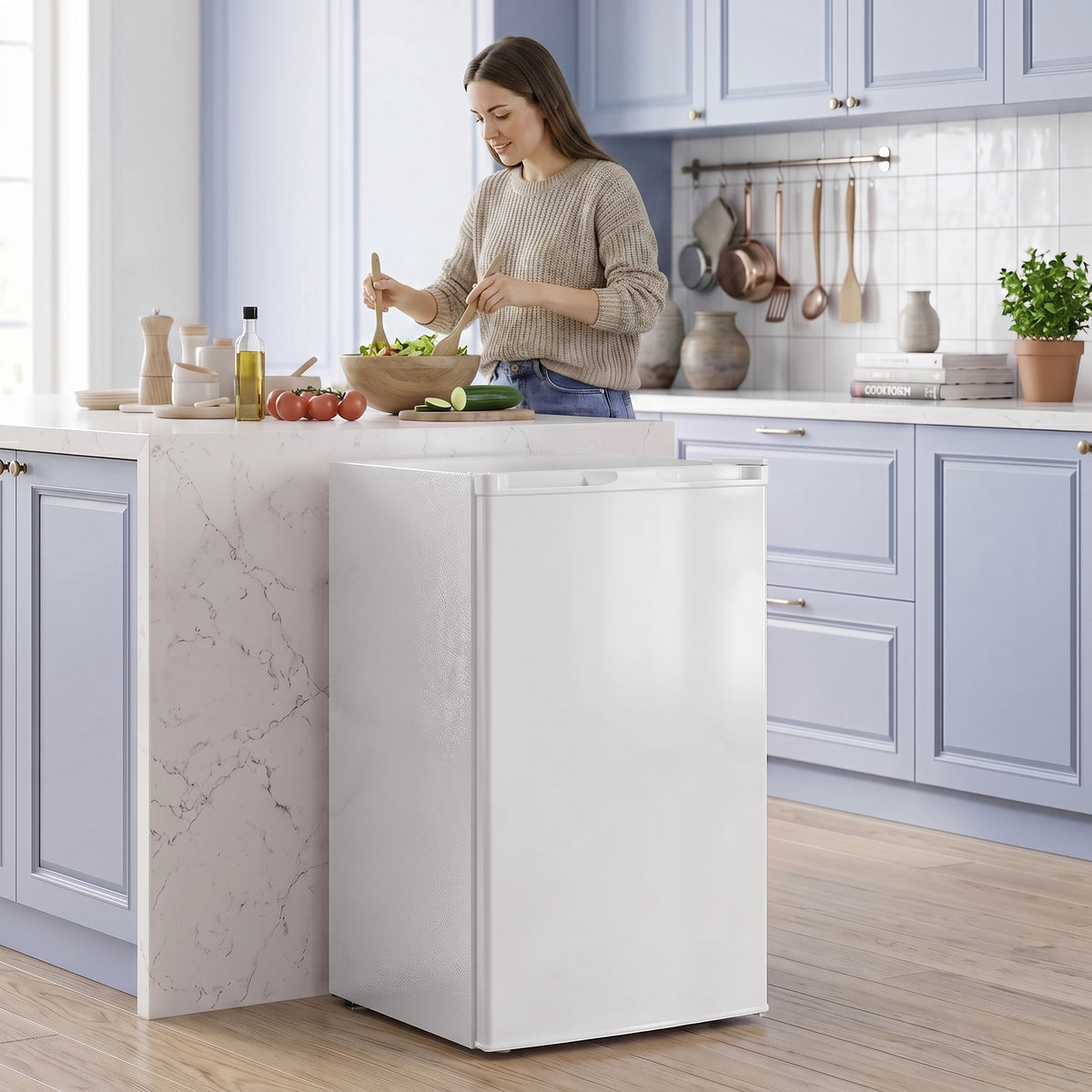 HOMCOM Mini-Gefrierschrank 85 L, kompakter Stand-Gefrierschrank mit wechselbarem Türanschlag und – Produktabbildung 2