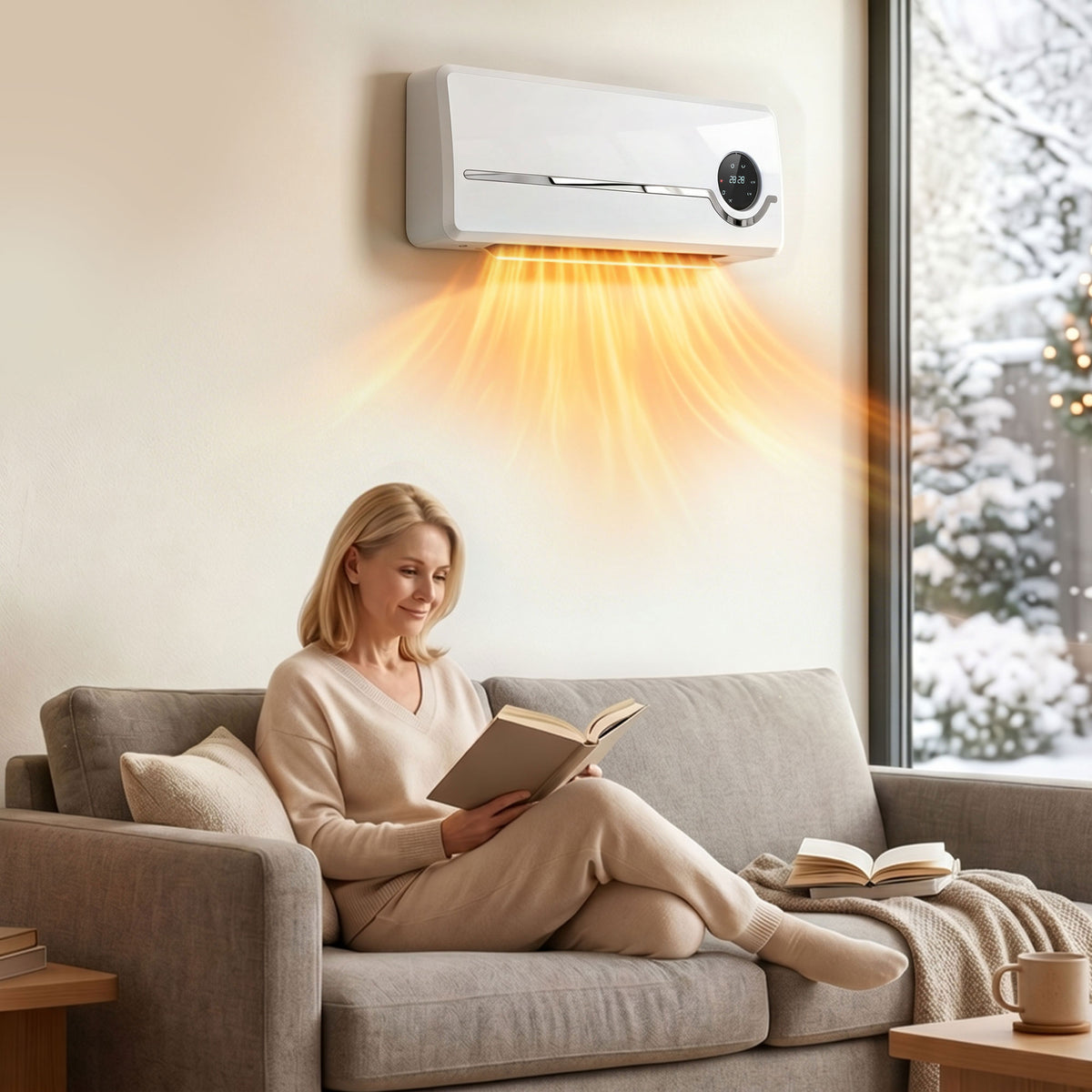 HOMCOM Heizlüfter zur Wandmontage 2000W Keramik-Wandheizung mit Ventilator, Fernbedienung, 2 Heizmodi – Produktabbildung 2
