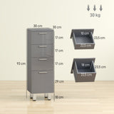 KleanKin Badezimmerschrank, Badschrank, 4 Schubladen, Spanplatte, glatt, Grau – Produktabbildung 3