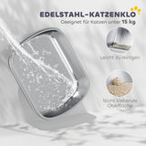 PawHut Katzenklo Edelstahl, Katzentoilette mit hohem Rand, Wanne, inklusive Schaufel, für große Katzen – Produktabbildung 4