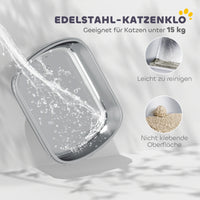 PawHut Katzenklo Edelstahl, Katzentoilette mit hohem Rand, Wanne, inklusive Schaufel, für große Katzen – Produktabbildung 4