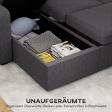 HOMCOM Verstellbares Bettsofa, L-förmiges Gästesofa mit Bettfunktion, Stauraum, Kissen, für Wohnzimmer – Produktabbildung 16