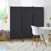 HOMCOM Raumteiler, 3-teiliger Sichtschutz, Raumtrenner mit Metallrahmen, Schwarz – Produktabbildung 2