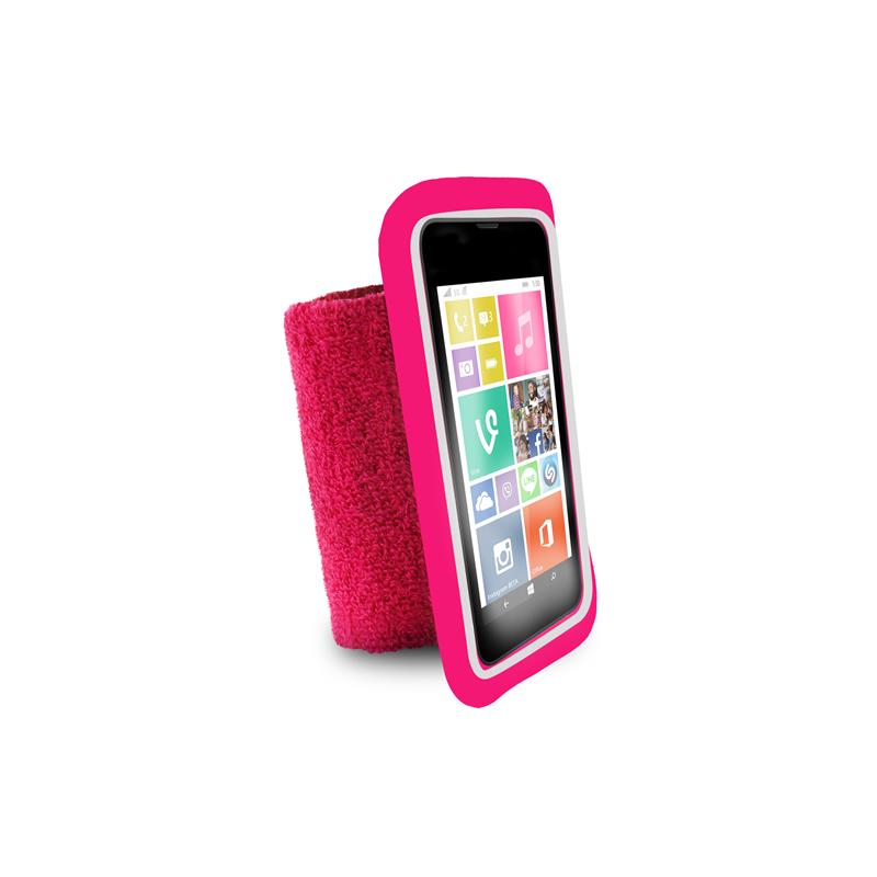 PURO Running Band - universell běžecký pásek für smartphony max 4,3" + kapsa für Schlüssel (rosa)