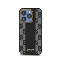 DKNY Leather Checkered Mono Pattern MagSafe - Hülle für iPhone 15 Pro (schwarz) – Produktabbildung 3
