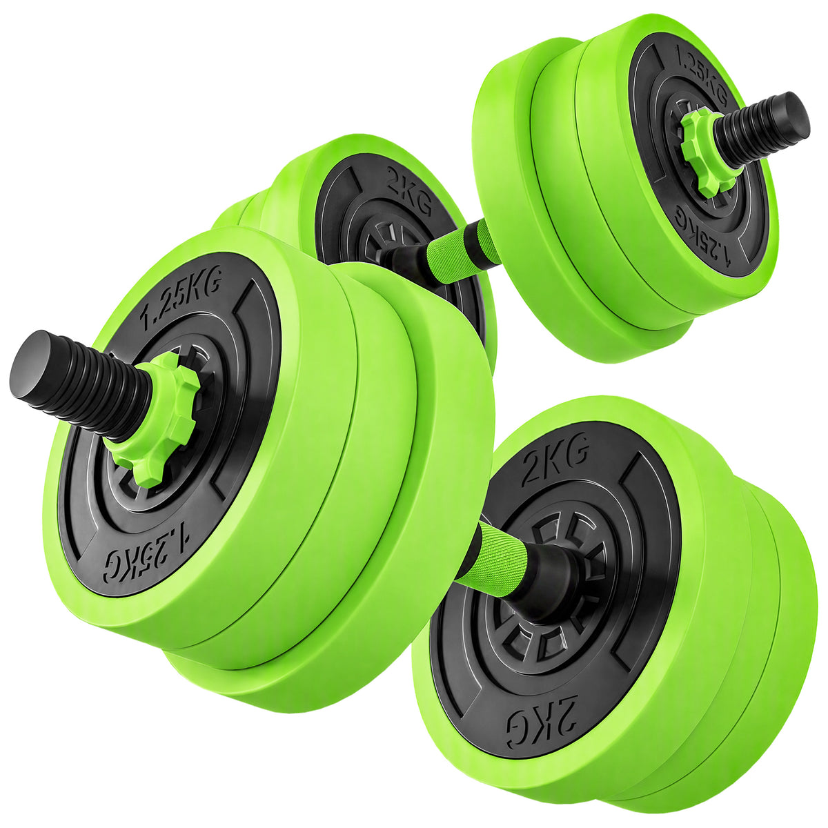 4 in 1 Hanteln Set 20 kg verstellbare Kurzhantel & Langhantel Kettlebell Liegestützgriffe Grün