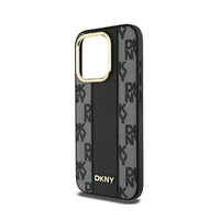 DKNY Leather Checkered Mono Pattern MagSafe - Hülle für iPhone 15 Pro (schwarz) – Produktabbildung 6