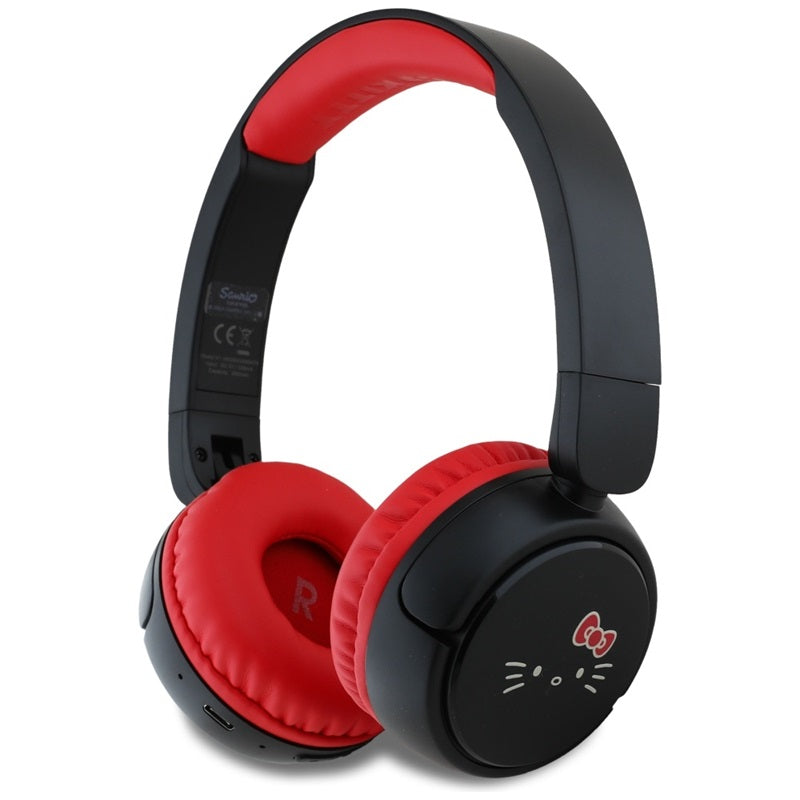 Hello Kitty Face Logo - kabellose Over-Ear- Bluetooth Kopfhörer V5.3 (rot)