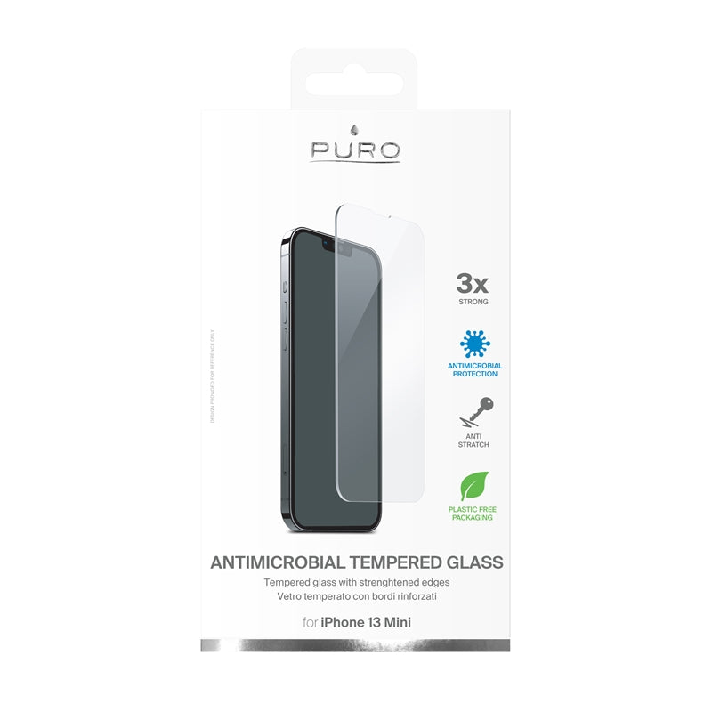 antibakteriell gehärtetes Schutzglas PURO s antibakteriell ochranou für iPhone 13 Mini Screen – Produktabbildung 2