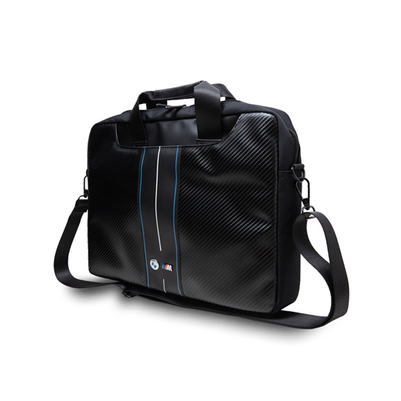 BMW Carbon Blue Stripes - Hülle für 16" Laptop (schwarz) – Produktabbildung 2