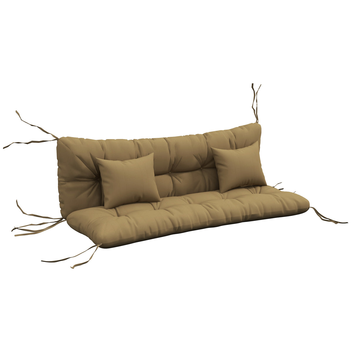Outsunny 4er-Set Sitzkissen, 150x50 cm wasserabweisend Stuhlkissen mit Bindebänder, 10cm dick Bräune