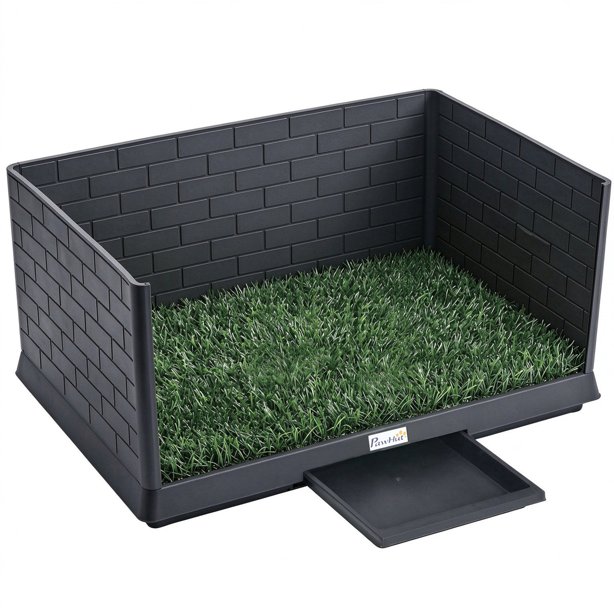 PawHut Hundetoilette 75 x 51 cm Hundeklo mit Kunstrasen Welpentoilette mit hohen Wänden herausziehbarer