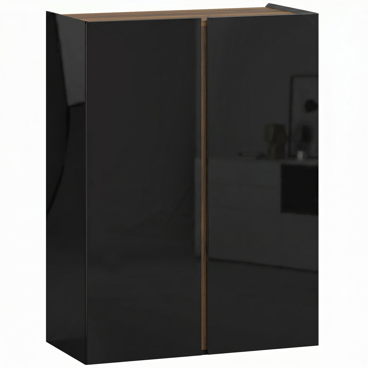 HOMCOM Schuhschrank mit leiser Sicherheitsöffnung, 6 Ebenen, grifflose Design, Hochglanz Schwarz