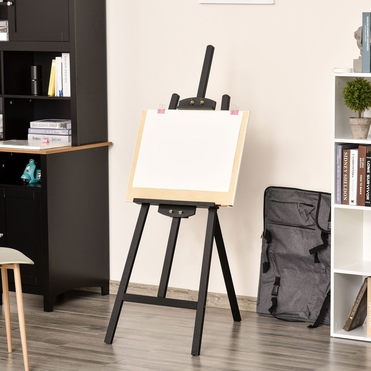 HOMCOM Staffelei Holz 134,5 cm hoch Holzstaffelei für Leinwände bis 108 cm Feldstaffelei – Produktabbildung 2