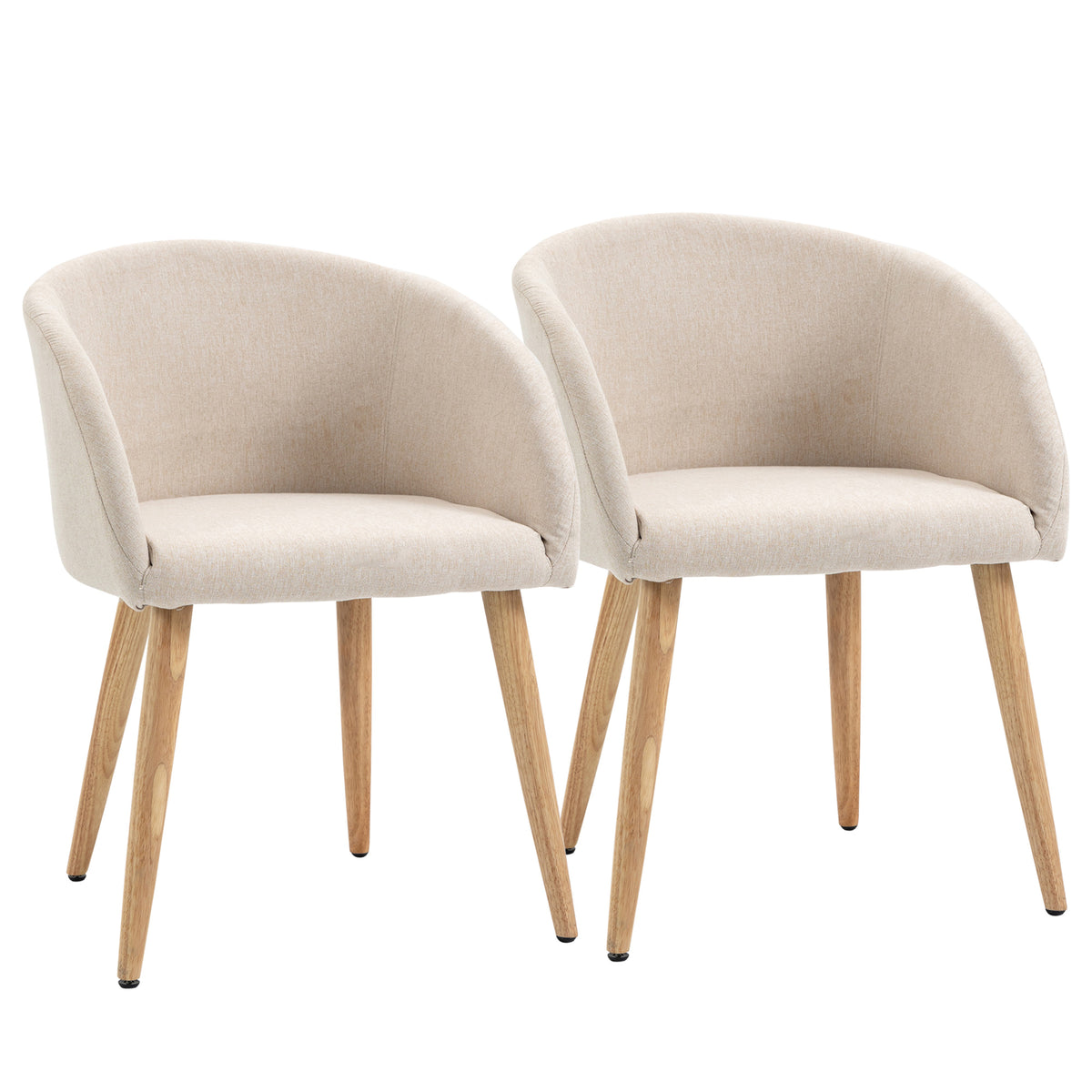 HOMCOM 2er-Set gepolsterte Stühle, skandinavisches Design, Polsterstühle mit Holzbeinen, rutschfeste Pads