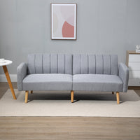 HOMCOM Schlafsofa, 2-Sitzer Stoffsofa, Sofa mit Schlaffunktion, leinenartiges Polyester, Kautschukholz – Produktabbildung 8