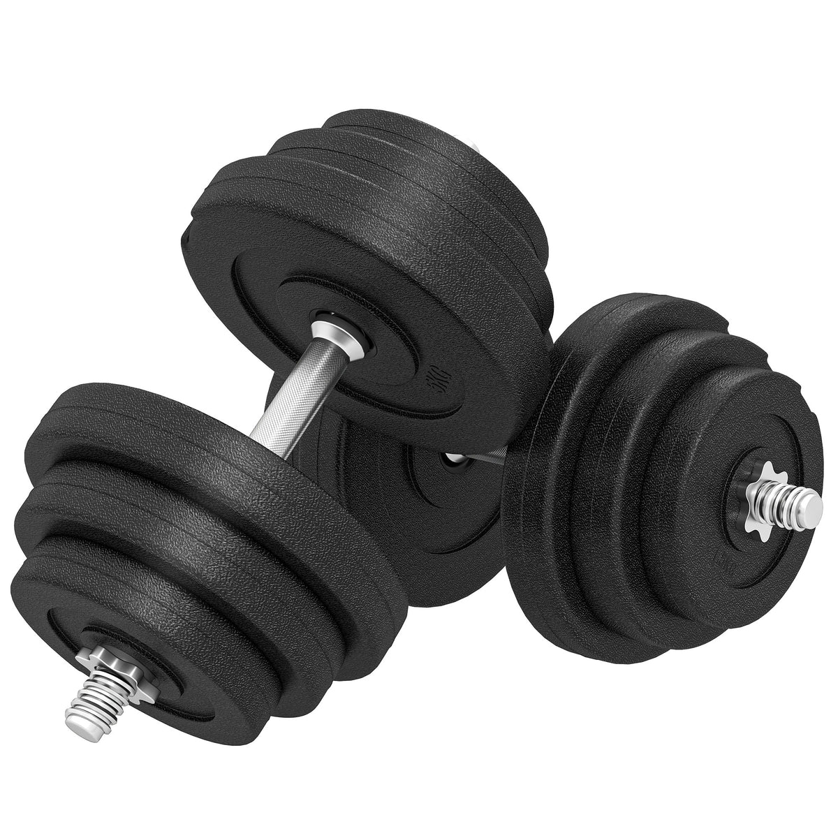 HOMCOM Kurzhantel-Set 40 kg, 2 Metallgriffe, 12 Hantelscheiben, bodenschonend, schwarz