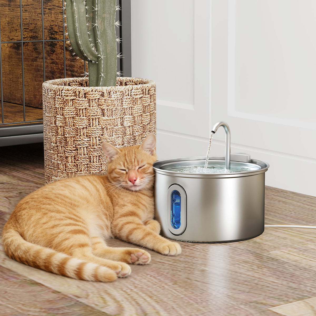 PawHut Katzenbrunnen 2,5L Trinkbrunnen für Katzen mit leiser Pumpe LED Aktivkohlefilter 19,4 x 19,4 x – Produktabbildung 2