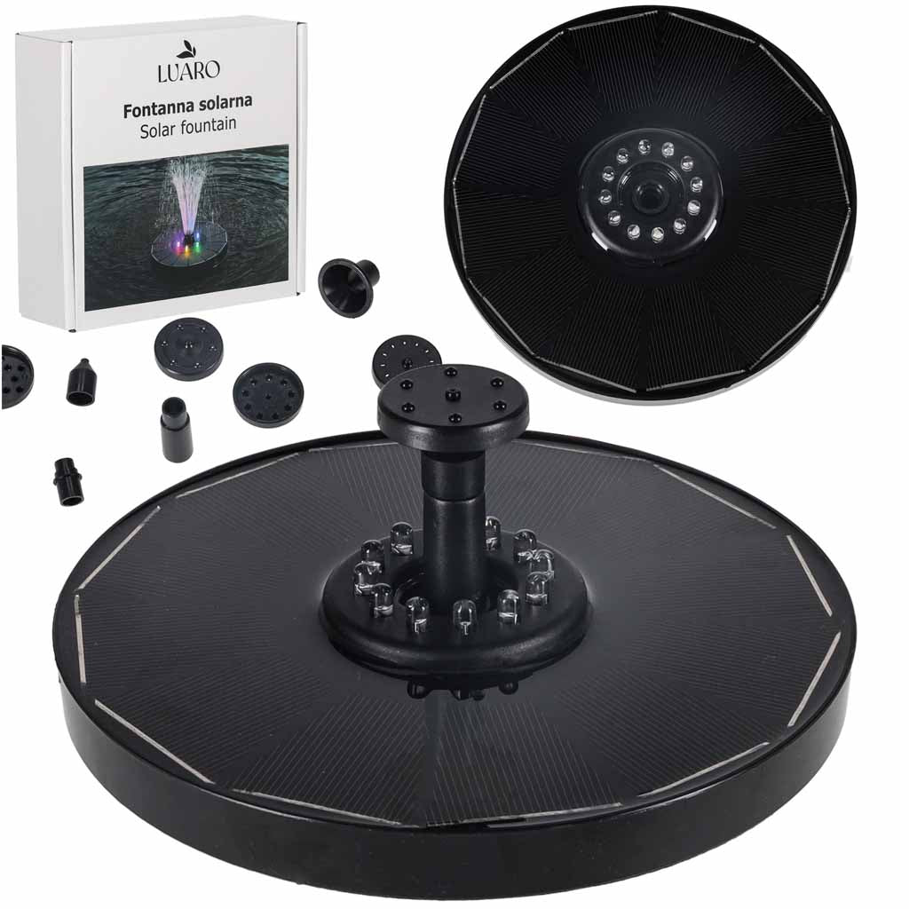 LUARO Solar-Teichbrunnen Garten schwimmende Pumpe LED RGB 16cm