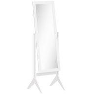 HOMCOM Standspiegel Ganzkörperspiegel Schminkspiegel Erhöhte Füße Pflegeleicht MDF Weiß 47 x 46 x 148 cm