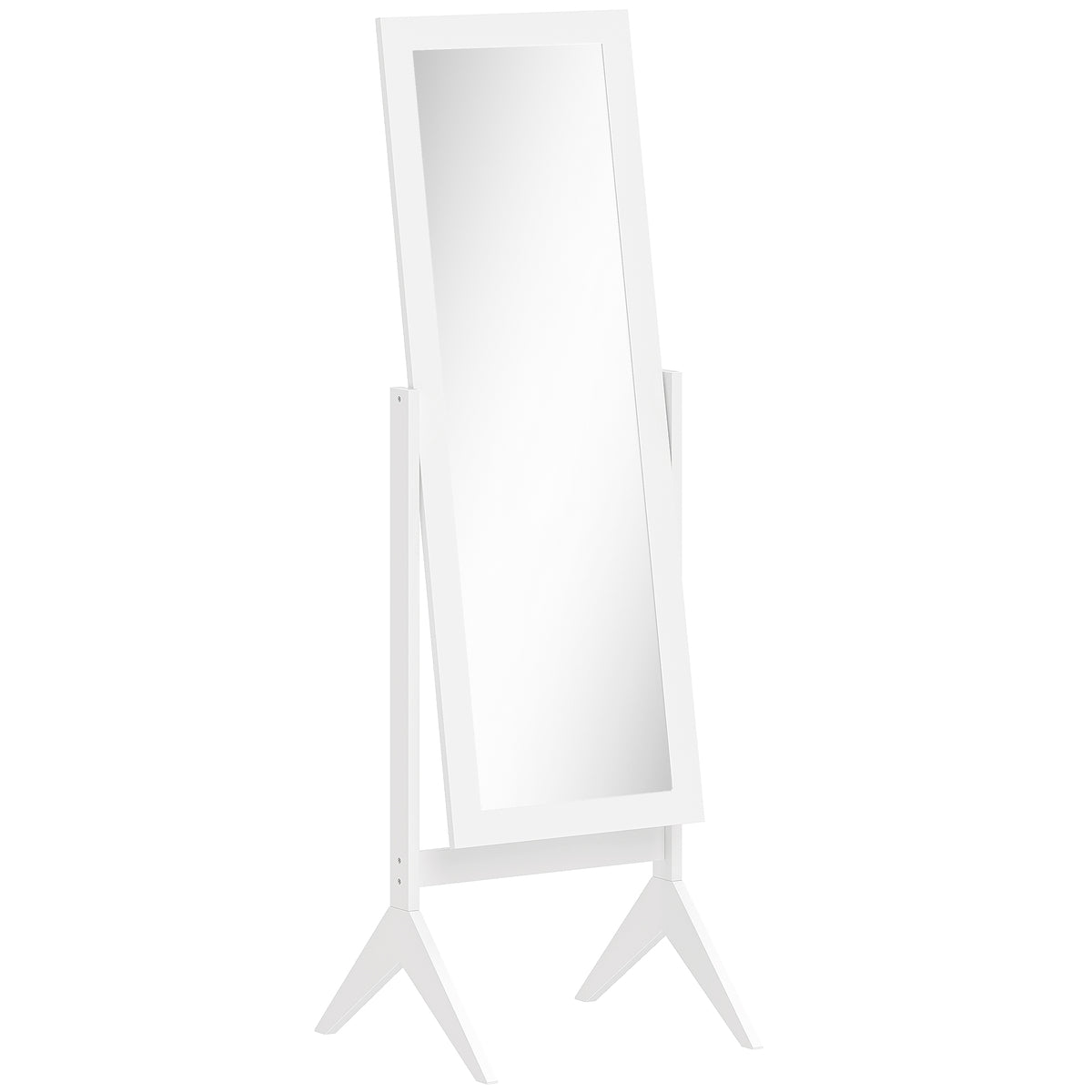 HOMCOM Standspiegel Ganzkörperspiegel Schminkspiegel Erhöhte Füße Pflegeleicht MDF Weiß 47 x 46 x 148 cm