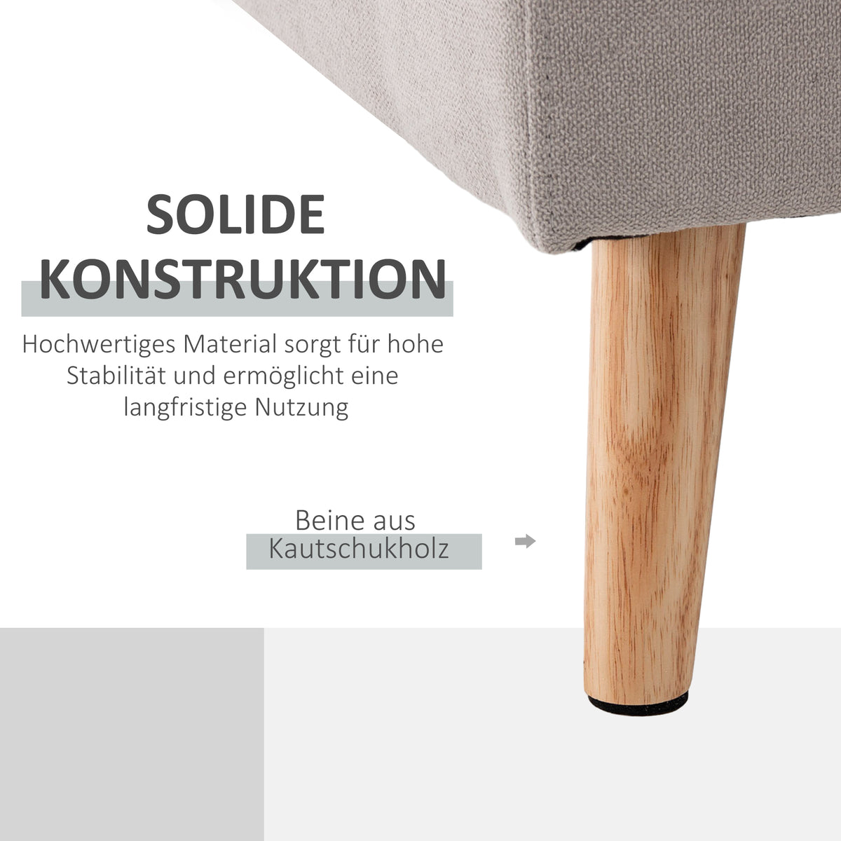 HOMCOM 3-Sitzer-Ecksofa, Leinenoptik, Wendbare Chaiselongue, 193x136x85 cm, Hellgrau – Produktabbildung 7