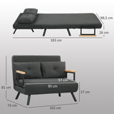 HOMCOM Schlafsofa 2er-Sofa mit Schlaffunktion, inkl. 2 Kissen, Sherpa-Optik, Natur + Dunkelgrau + – Produktabbildung 3