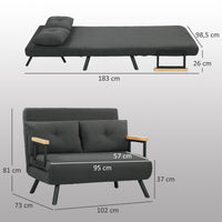 HOMCOM Schlafsofa 2er-Sofa mit Schlaffunktion, inkl. 2 Kissen, Sherpa-Optik, Natur + Dunkelgrau + – Produktabbildung 3
