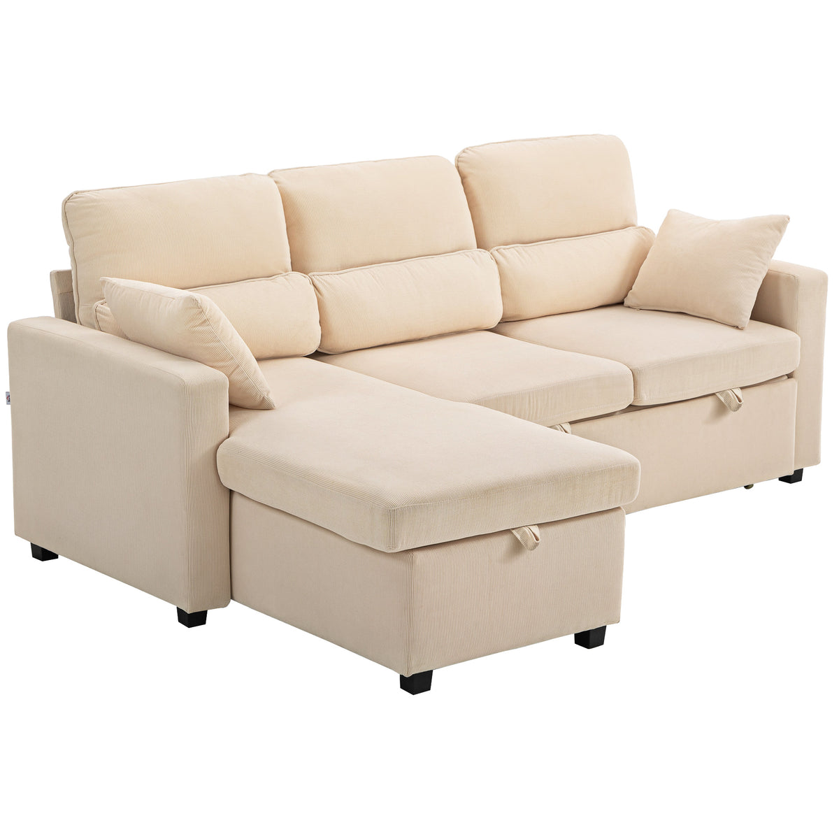 HOMCOM Verstellbares Bettsofa, L-förmiges Gästesofa mit Bettfunktion, Stauraum, Kissen, für Wohnzimmer – Produktabbildung 11
