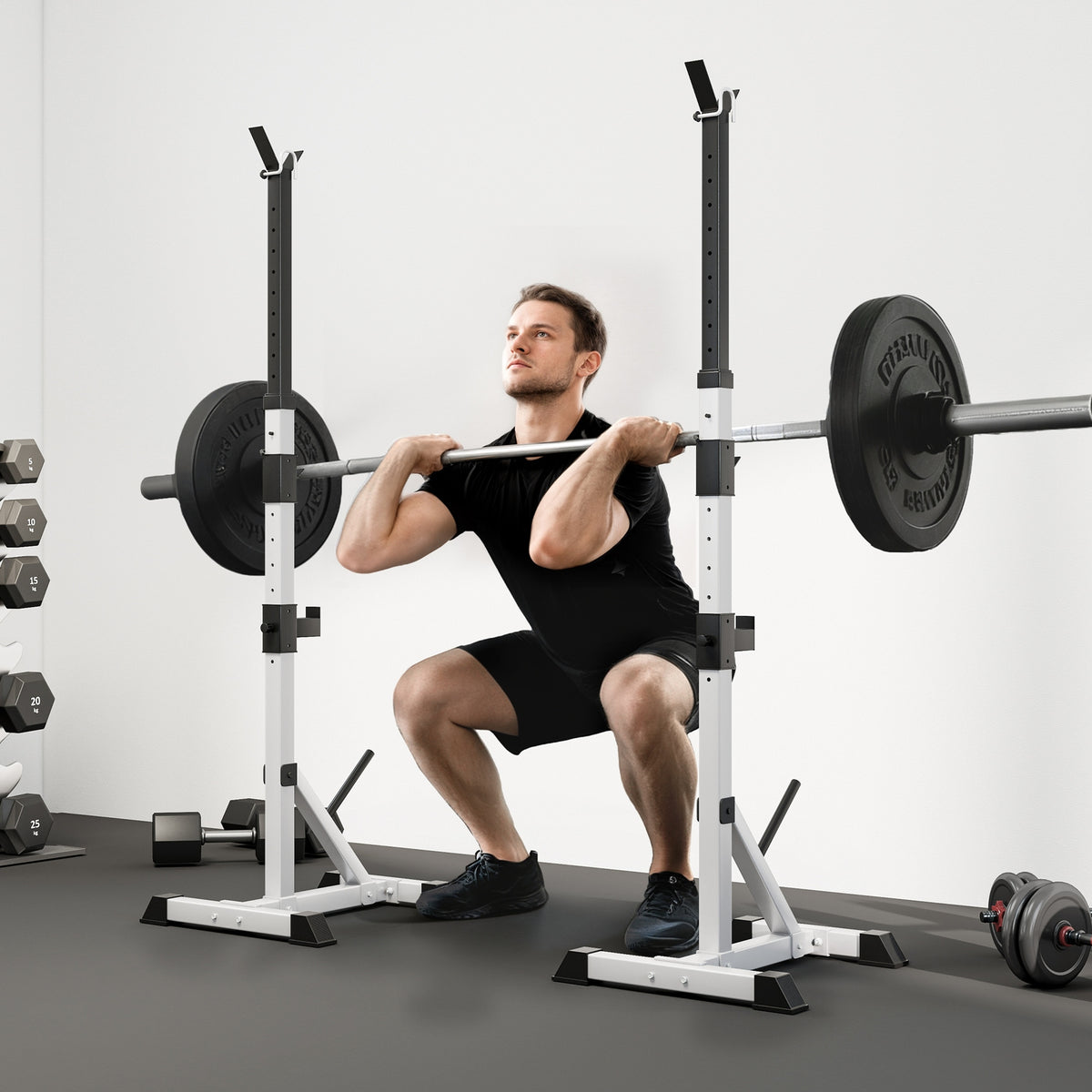 HOMCOM 2er Set Hantelständer 3 Ebenen Höhenverstellbar Hantelablage aus Stahl bis 200 kg belastbar – Produktabbildung 2