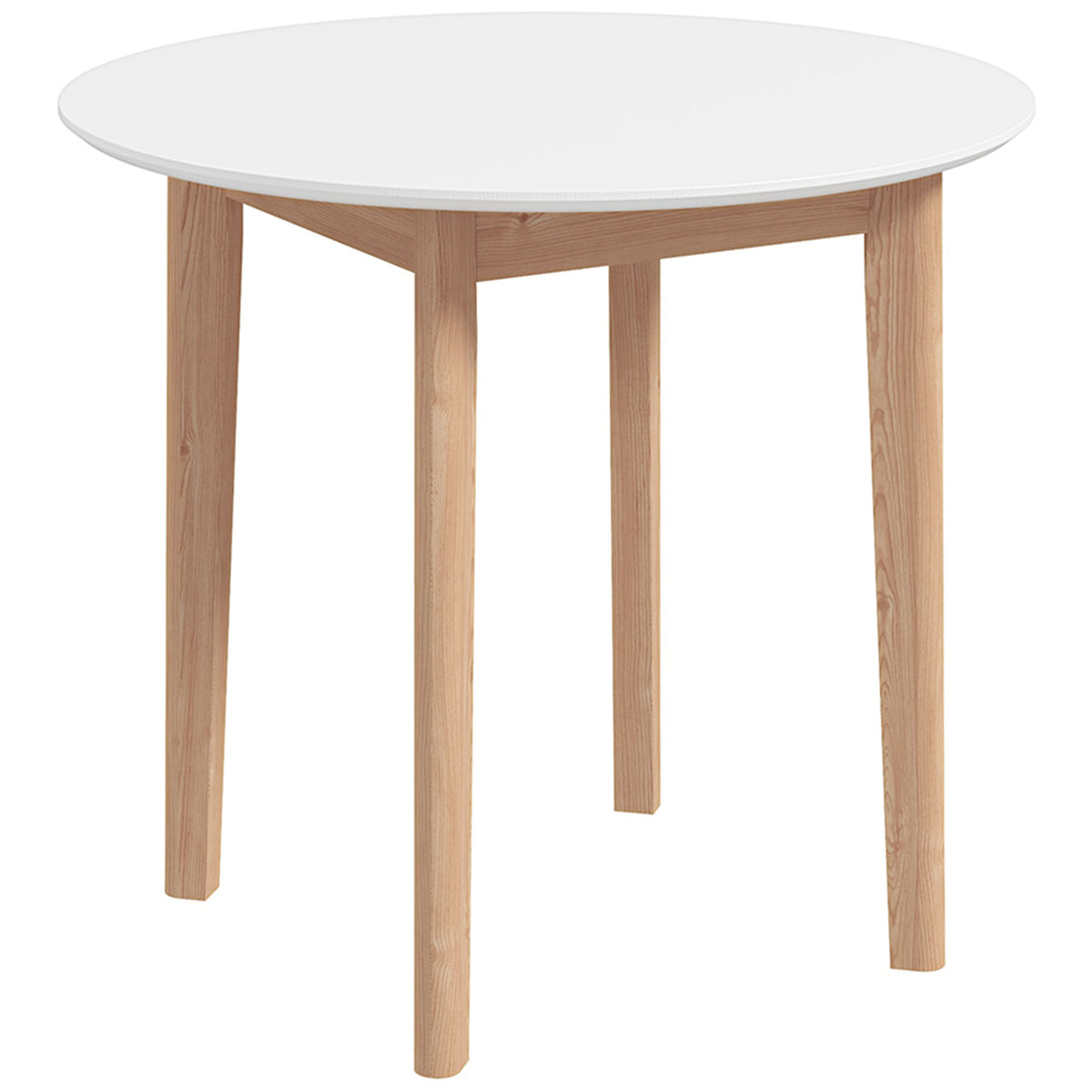 HOMCOM Esstisch Küchentisch Runder Tisch, Skandi-Design, 75 cm x 75 cm x 76 cm, Weiß + Natur