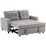 HOMCOM 2-Sitzer Sofabett, Cordbezug, zum Schlafsofa umwandelbar, 2 Kissen, Seitentaschen, 157 x 190 cm