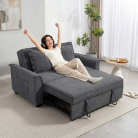 HOMCOM Futon-Schlafsofa, verstellbare Rückenlehne, 2-Sitzer mit 2 Kissen, Dunkelgrau – Produktabbildung 8