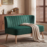 HOMCOM Sofa Retrodesign 2-Sitzer-Sofa, Holzbeine, 117 cm x 56,5 cm x 77 cm, Dunkelgrün – Produktabbildung 9