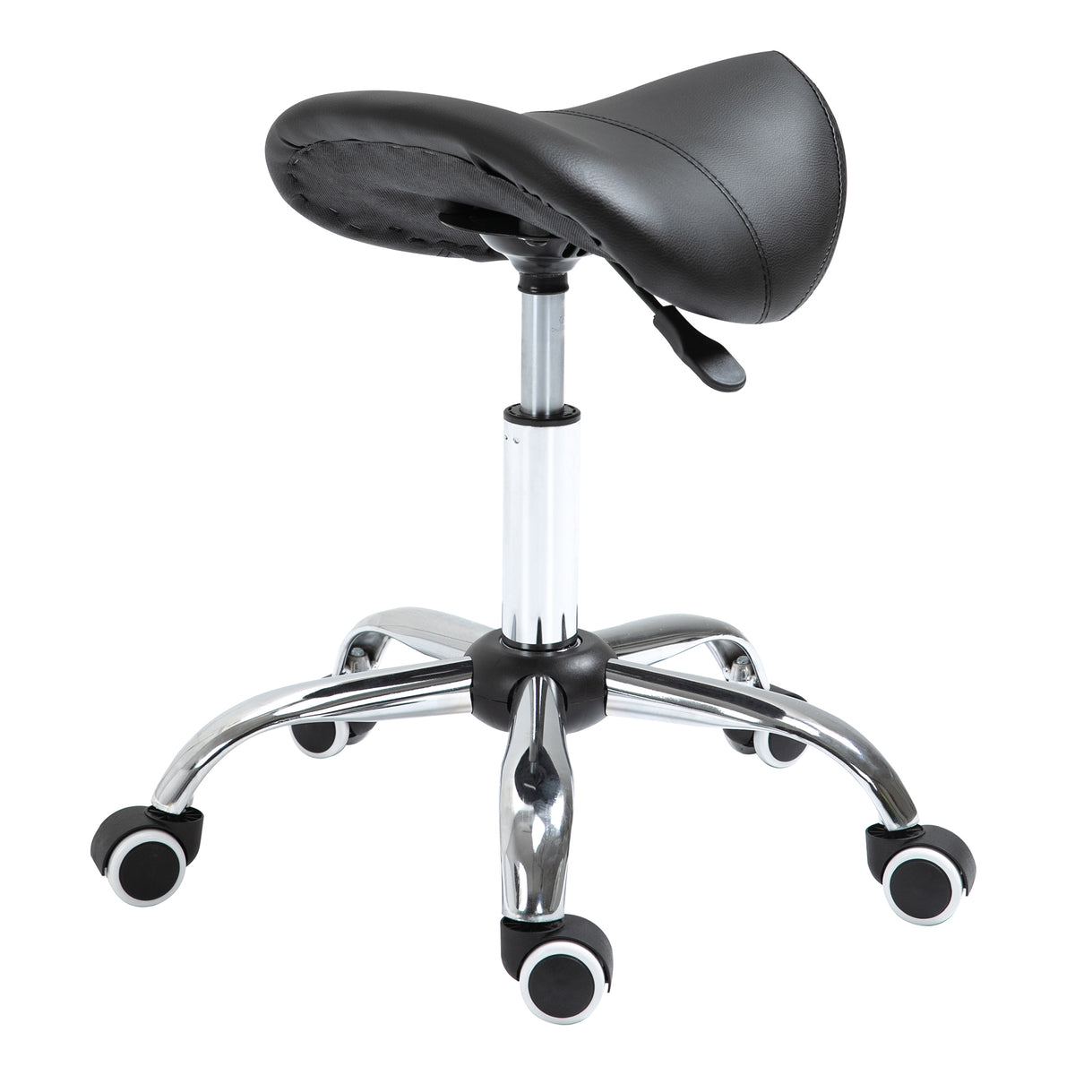HOMCOM Rollhocker höhenverstellbar Drehhocker 49-61 cm Arbeitshocker drehbar Sattelhocker für Büro Salon