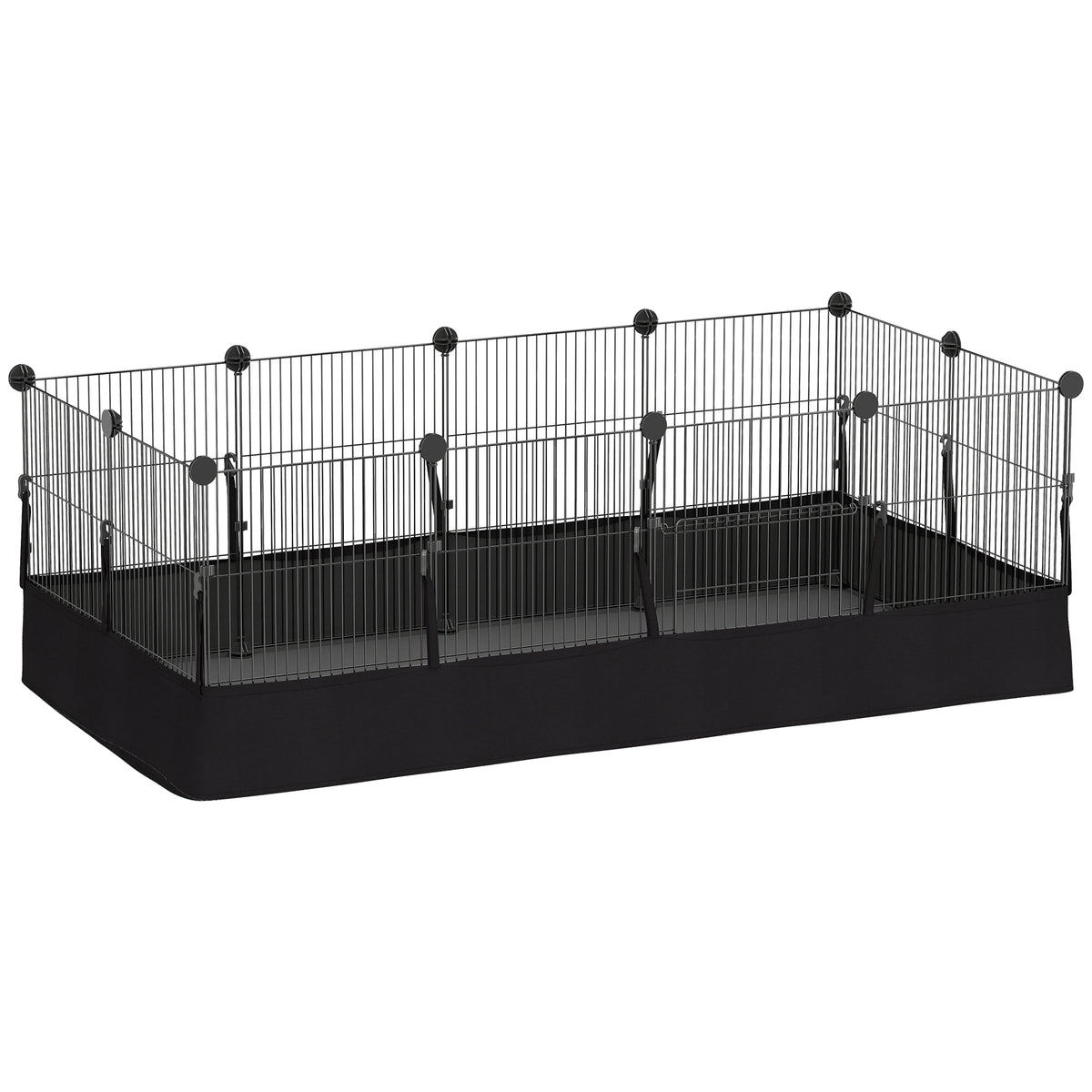 PawHut Kleintiergehege mit Bodenplatten Freilaufgehege Laufstall mit 12 Paneel, wasserdichte Matte, 120x60x40