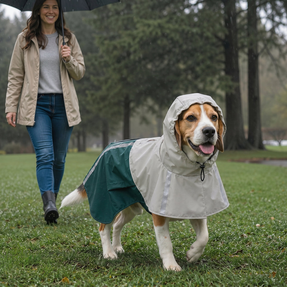 PawHut Hunderegenmantel, Wasserdichte & Atmungsaktive verstellbares Regenjacke mit reflektierenden – Produktabbildung 2