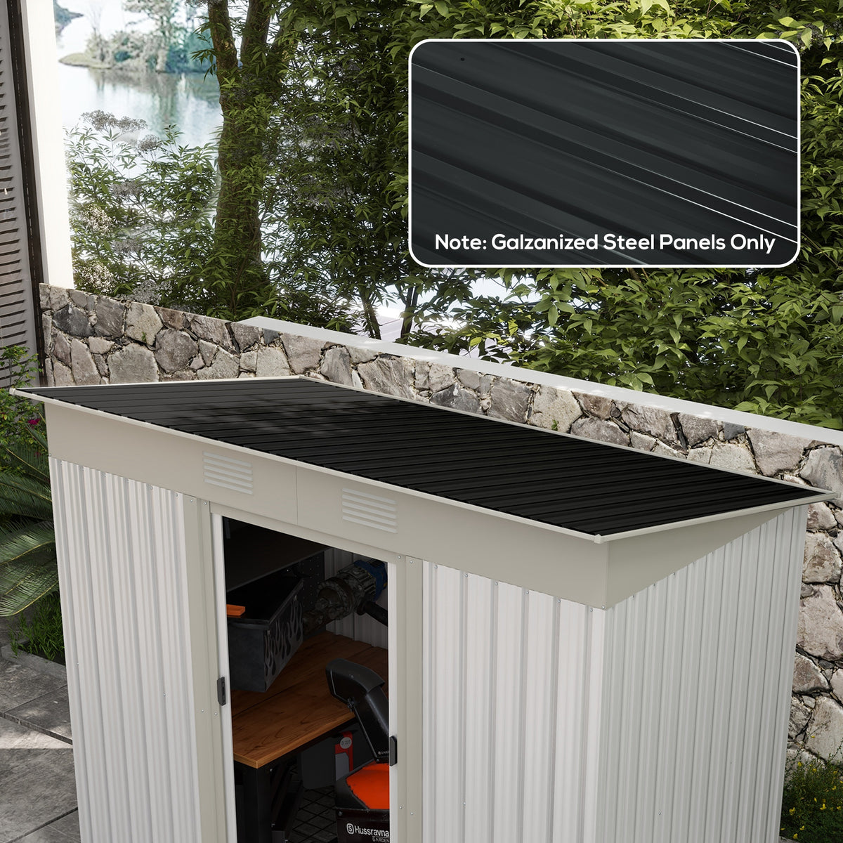Outsunny 12 Stück Trapezblech 129x45cm 7m² Verzinkt Dachblech 0,25 mm Wetterfest Profilblech Dunkelgrau – Produktabbildung 2