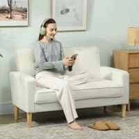 HOMCOM 2-Sitzer-Sofa, Doppelsitzsofa mit Kautschukholzbeinen, Polstersofa für Wohnzimmer, Schlafzimmer – Produktabbildung 2