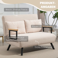 HOMCOM Schlafsofa 2er-Sofa Samtsofa, Schlaffunktion, inkl. 2 Kissen, Samtoptik, Natur + Beige + Schwarz – Produktabbildung 7