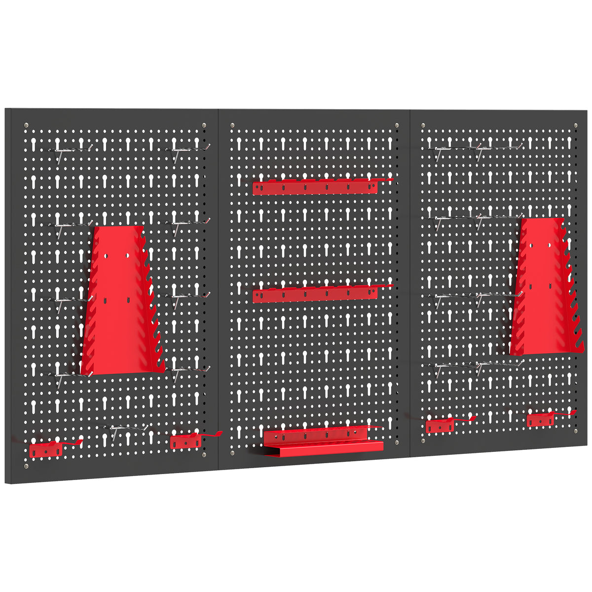 HOMCOM Lagersystem Wandregal 60 x 120 cm, 28 stck. Schüttenregal mit Haken Ablagefächern, Werkstattregal